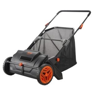 VEVOR Push Lawn Sweeper – Heavy-Duty Leaf & Grass Collector with Mesh Hopper Bag, Spinning Brushes & Durable Steel Frame