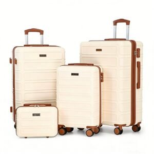 AAIVV 4 darabos bővíthető bőrönd szettek, ABS utazóbőrönd szett dupla forgó kerekekkel, TSA zárral, keményhéjú, tartós utazótáska bőrönd szettek (13/20/26/28 hüvelykes), ajándék az iskolába járáshoz