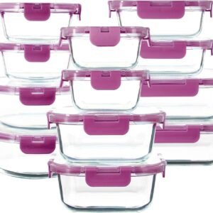 Recipientes de Cristal Para Alimentos - 24 Piezas (12 recipientes y 12 tapas) - Apto lavavajillas